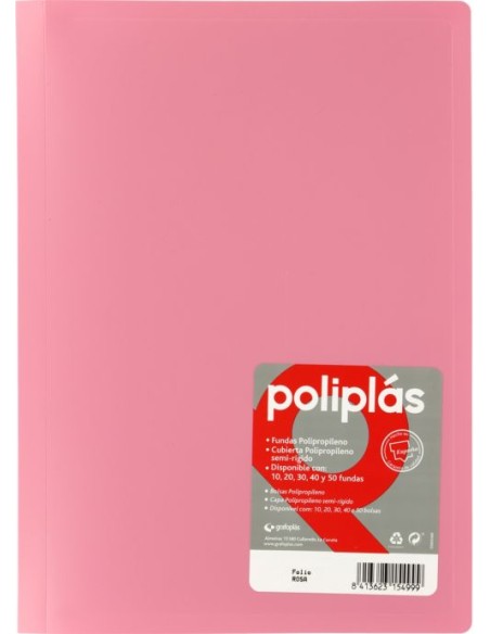 CARPETA Fº 40 FUNDAS SOLDADAS OPACAS ROSA POLIPLAS